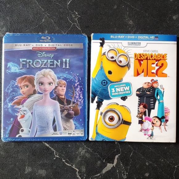 Kids BluRay Movie Bundle - 2019 Disney's Frozen 2 and 2013 Despicable Me 2 - Picture 1 of 9